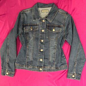 G-Denim Classic Blue Denim Jacket Size L Button Front Jean Jacket